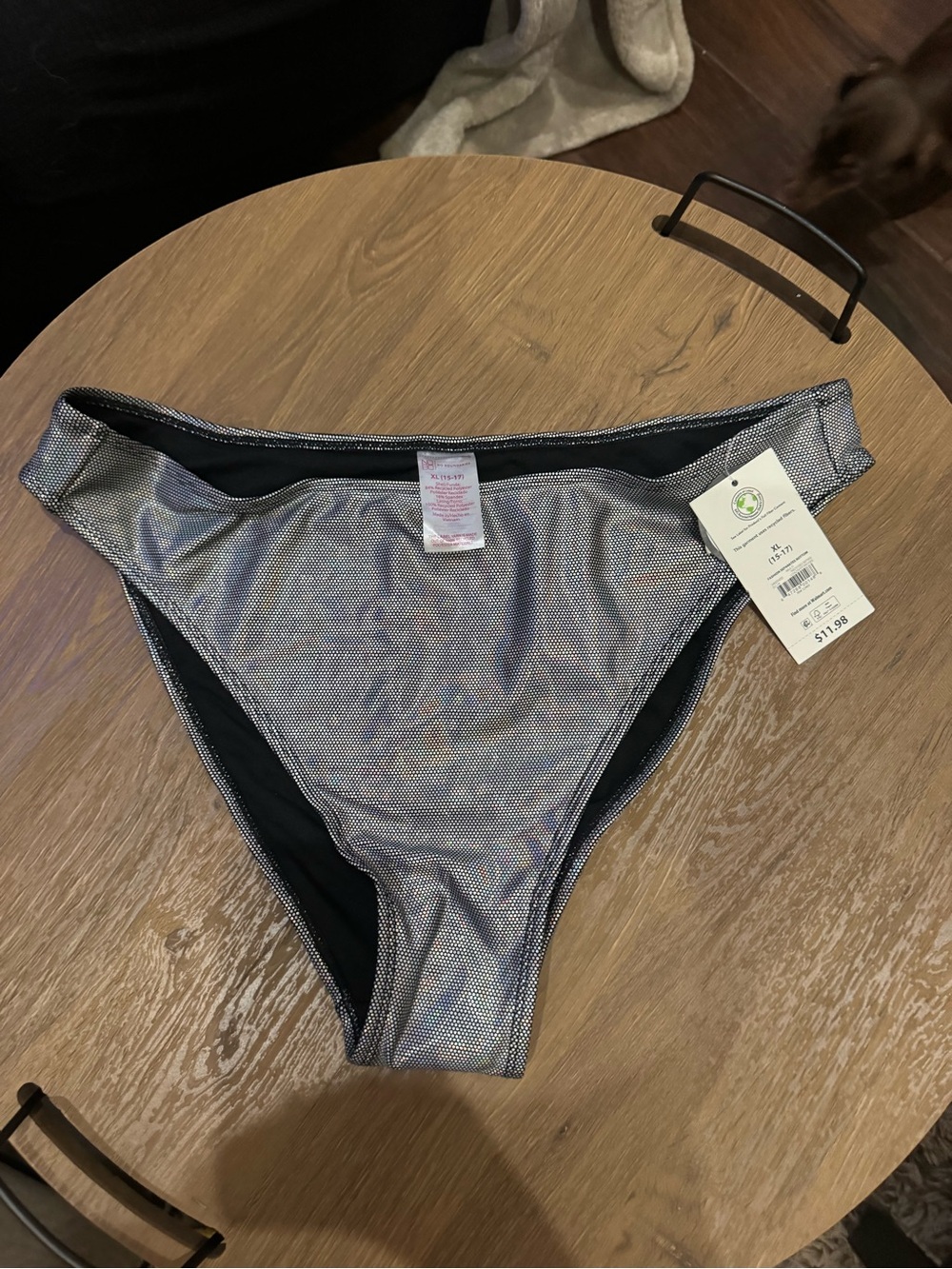 No Boundaries Silver Shimmery Bikini Bottom